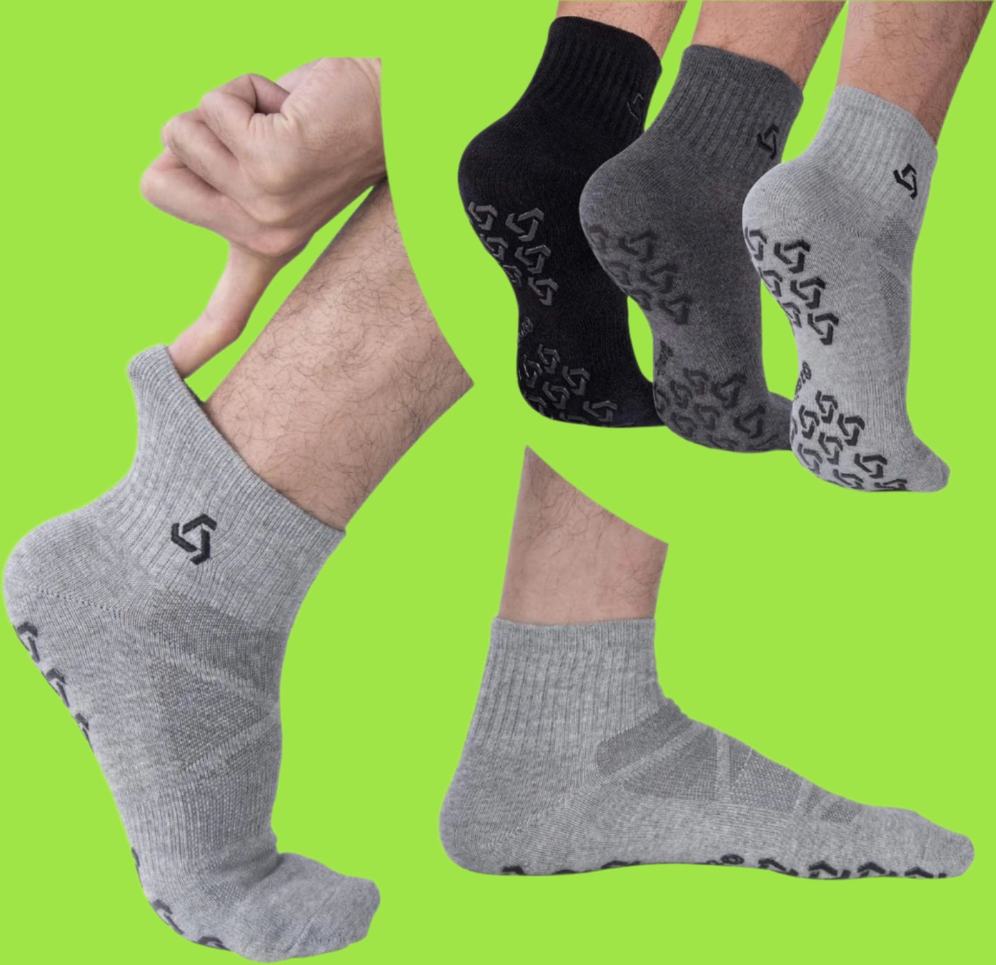Non Slip Socks Grip for Yoga Home Workout Pure Barre, Pilates, Hospital, Ideal Cushion Socks for Men and Women