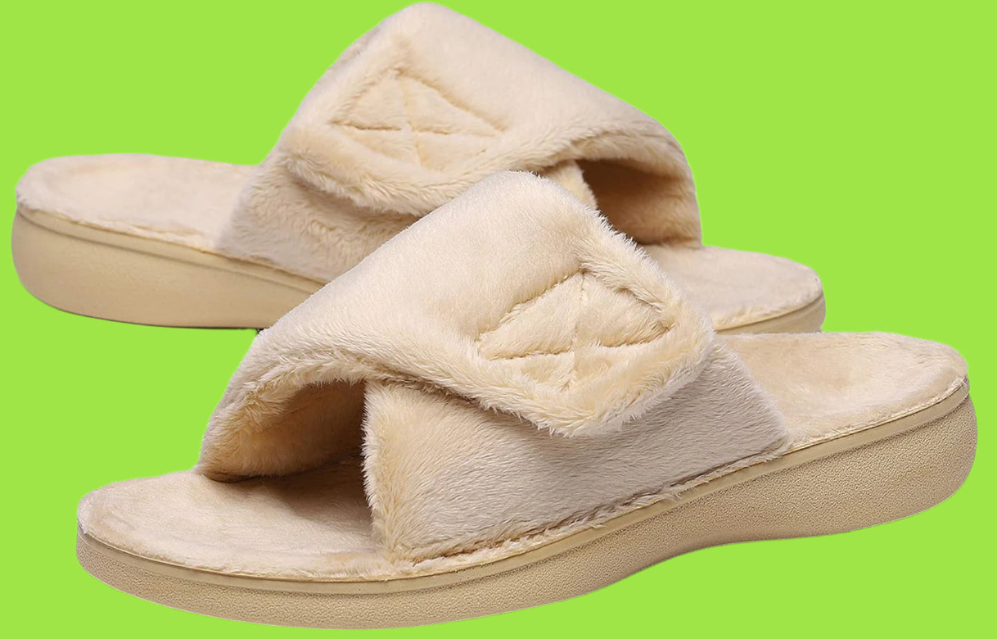 Women'S Plantar Fasciitis Fuzzy House Orthopedic Adjustable Slippers with Arch Support Orthotic Heel Cup Sandals for Ladies
