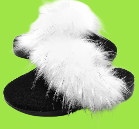 Fuzzy House Shoes with Arch Support Orthotic Heel Cup Sandals Slippers for Women