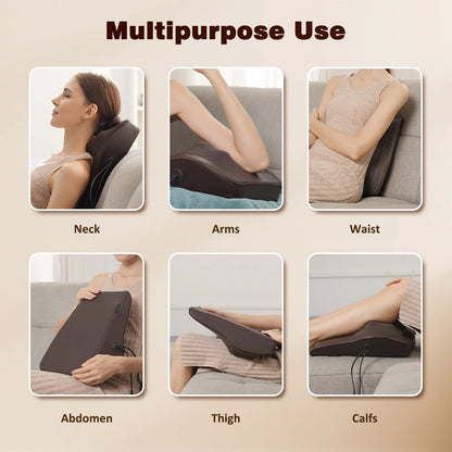 Back Massager with Heat and Vibration,  Shiatsu Neck Massager Pillow Deep Tissue, Brown